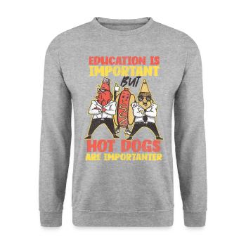 Hot Dog Adult Education Is - Unisex Sweatshirt - salt & pepper - Front - Alina (178cm) & Michal (187cm)