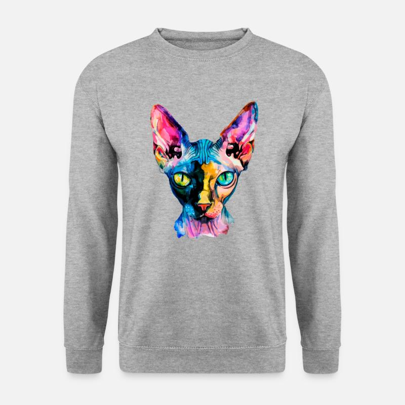 Sphynx illustration, funny sphynx cat - Unisex Pullover - Weißgrau meliert