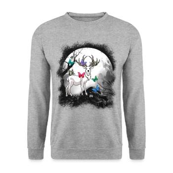 Cerf Cerf Nature Forêt Habitant de la forêt Cerf Insecte - Sweat-shirt Unisexe - gris chiné - Devant - Alina (178cm) & Michal (187cm)