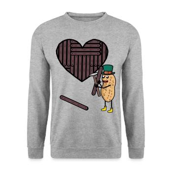 Peanut Heart Hearts Artisan Love Valentine - Unisex Sweatshirt - salt & pepper - Front - Alina (178cm) & Michal (187cm)