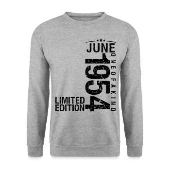 Anniversaire Juin 1954 Juin né en Juin - Sweat-shirt Unisexe - gris chiné - Devant - Alina (178cm) & Michal (187cm)