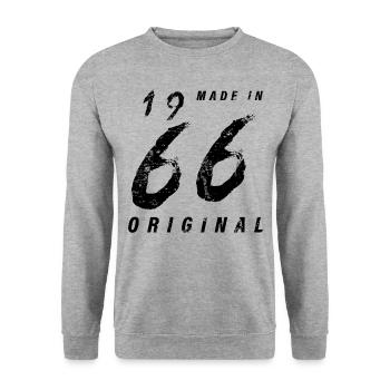 Made In 1966 Original Geburtstag Grunge Distressed - Unisex Pullover - Weißgrau meliert - Vorne - Alina (178cm) & Michal (187cm)