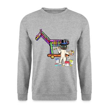 Katze Kunst Maler Malen Pinsel Künstler Pferd Gaul - Unisex Pullover - Weißgrau meliert - Vorne - Alina (178cm) & Michal (187cm)