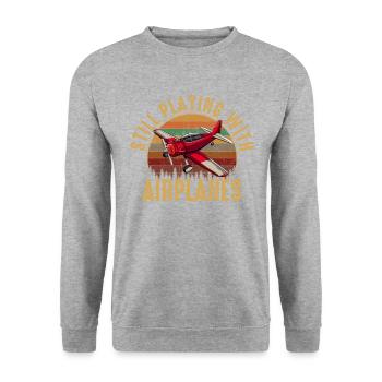 Still Playing With Airplanes RC Plane - Unisex Pullover - Weißgrau meliert - Vorne - Alina (178cm) & Michal (187cm)