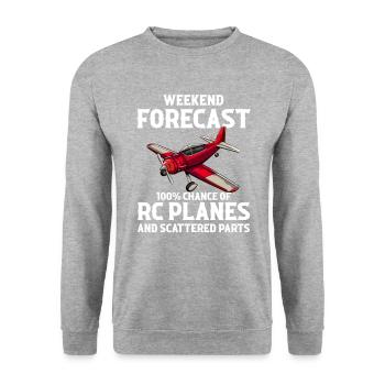 Still Playing With Airplanes RC Plane - Unisex Pullover - Weißgrau meliert - Vorne - Alina (178cm) & Michal (187cm)