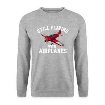 Still Playing With Airplanes RC Plane - Unisex Pullover - Weißgrau meliert - Vorne - Alina (178cm) & Michal (187cm)