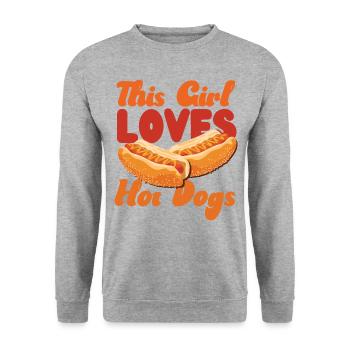 Hot Dog Adult Girl Cette fille aime - Sweat-shirt Unisexe - gris chiné - Devant - Alina (178cm) & Michal (187cm)