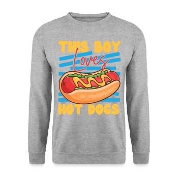 Hot Dog Adult Boy This Boy Loves - Unisex Sweatshirt - salt & pepper - Front - Alina (178cm) & Michal (187cm)