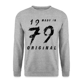 Made In 1979 Original Geburtstag Grunge Distressed - Unisex Pullover - Weißgrau meliert - Vorne - Alina (178cm) & Michal (187cm)