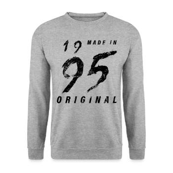 Made In 1995 Original Geburtstag Grunge Distressed - Unisex Pullover - Weißgrau meliert - Vorne - Alina (178cm) & Michal (187cm)