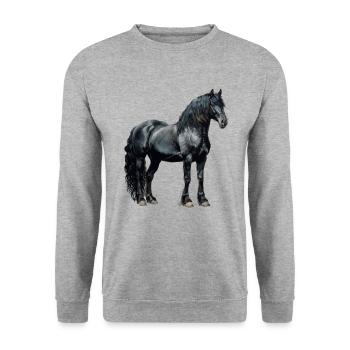 Vintage Friesian horse - Unisex Pullover - Weißgrau meliert - Vorne - Alina (178cm) & Michal (187cm)