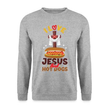 Hot Dog Adult Jesus Faith - Unisex Sweatshirt - salt & pepper - Front - Alina (178cm) & Michal (187cm)