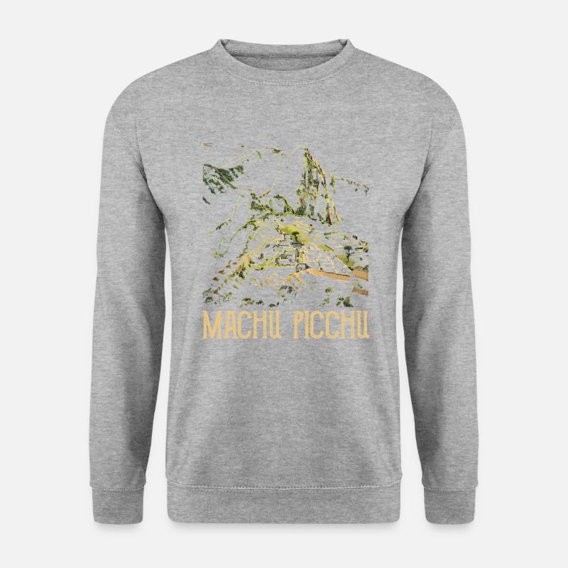 machu picchu, Peruvian machu picchu - Unisex Pullover - Weißgrau meliert