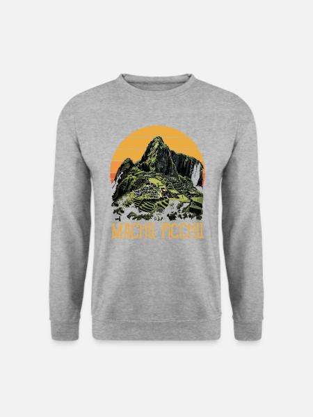machu picchu, Peruvian machu picchu - Unisex Pullover - Weißgrau meliert