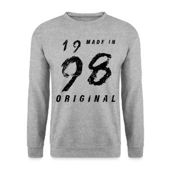 Made In 1998 Original Birthday Grunge Distressed - Unisex Sweatshirt - salt & pepper - Front - Alina (178cm) & Michal (187cm)
