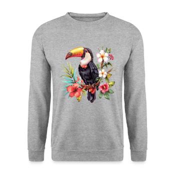 vintage Toucan birds toucan - Unisex Pullover - Weißgrau meliert - Vorne - Alina (178cm) & Michal (187cm)