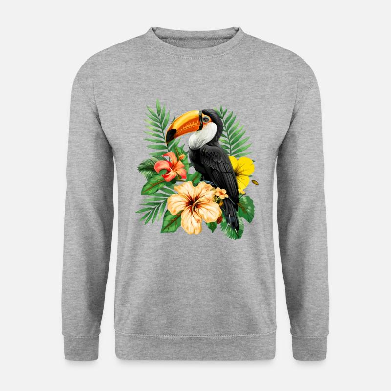 vintage Toucan birds toucan - Unisex Pullover - Weißgrau meliert