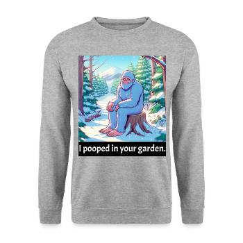 Bigfood a fait caca - Drôle de Bigfoot Meme - Citation amusante - Sweat-shirt Unisexe - gris chiné - Devant - Alina (178cm) & Michal (187cm)