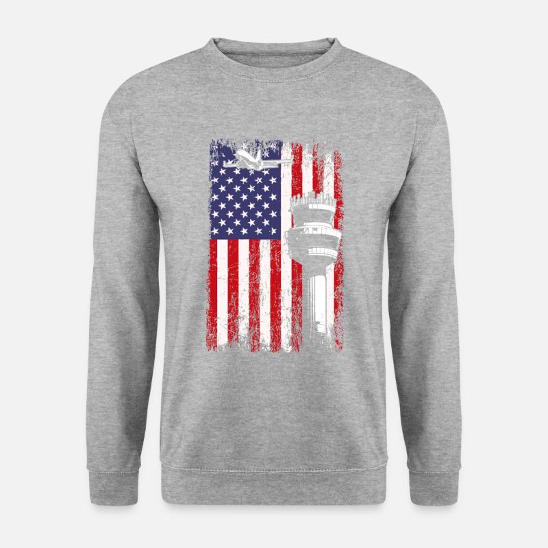 American Flag US, air traffic controller - Unisex Pullover - Weißgrau meliert