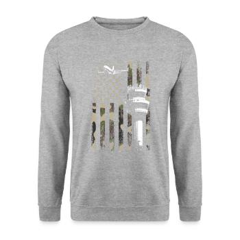 American Flag US, air traffic controller - Unisex Pullover - Weißgrau meliert - Vorne - Alina (178cm) & Michal (187cm)