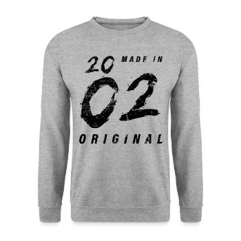 Fabriqué en 2002 Original Anniversaire Grunge En Détresse - Sweat-shirt Unisexe - gris chiné - Devant - Alina (178cm) & Michal (187cm)