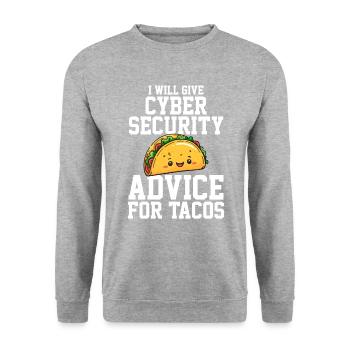 Cyber Security advice for tacos - Unisex Pullover - Weißgrau meliert - Vorne - Alina (178cm) & Michal (187cm)