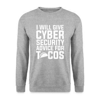 Cyber Security advice for tacos - Unisex Pullover - Weißgrau meliert - Vorne - Alina (178cm) & Michal (187cm)