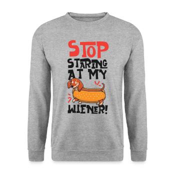 Hot Dog Adult Humor Pun Naughty - Unisex Pullover - Weißgrau meliert - Vorne - Alina (178cm) & Michal (187cm)
