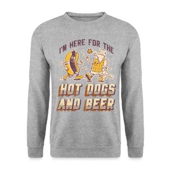 Hot Dog Adult Beer Vintage Je suis - Sweat-shirt Unisexe - gris chiné - Devant - Alina (178cm) & Michal (187cm)