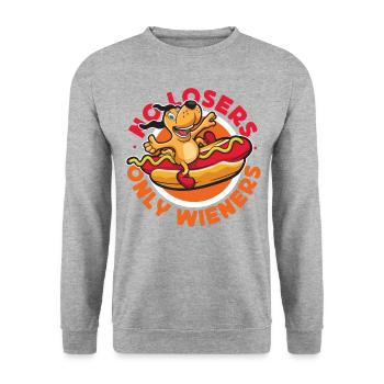 Hot Dog Jeu de mots pour adultes Pas de perdants seulement - Sweat-shirt Unisexe - gris chiné - Devant - Alina (178cm) & Michal (187cm)