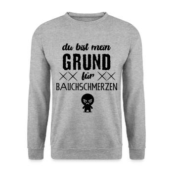 du bist - lustiger Spruch - witziges Shirt - fies - Unisex Pullover - Weißgrau meliert - Vorne - Alina (178cm) & Michal (187cm)