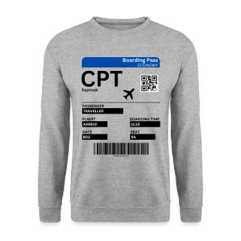 Carte d’embarquement au Cap Afrique du Sud Idée de vacances - Sweat-shirt Unisexe - gris chiné - Devant - Alina (178cm) & Michal (187cm)