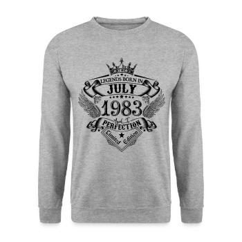 1983 Juillet 1983 anniversaire Juillet 1983 - Sweat-shirt Unisexe - gris chiné - Devant - Alina (178cm) & Michal (187cm)