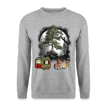 Forêt Habitant de la forêt cacahuète conte de fées Construction remorque Enfant - Sweat-shirt Unisexe - gris chiné - Devant - Alina (178cm) & Michal (187cm)