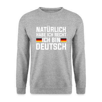 Habe Ich Recht Ich Bin Deutsch, german - Unisex Pullover - Weißgrau meliert - Vorne - Alina (178cm) & Michal (187cm)