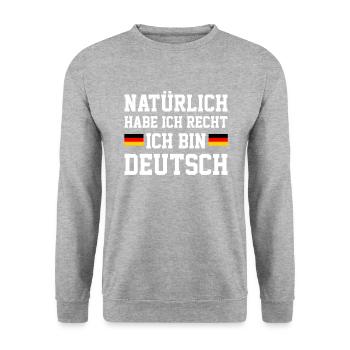 Habe Ich Recht Ich Bin Deutsch, german - Unisex Pullover - Weißgrau meliert - Vorne - Alina (178cm) & Michal (187cm)