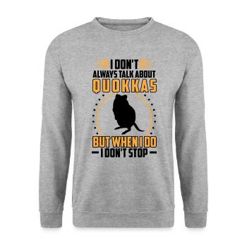 Quokka Beuteltier Rede über Quokka - Unisex Pullover - Weißgrau meliert - Vorne - Alina (178cm) & Michal (187cm)