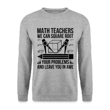 Mathelehrer Schullehrer Lustige Mathelehrer S - Unisex Pullover - Weißgrau meliert - Vorne - Alina (178cm) & Michal (187cm)