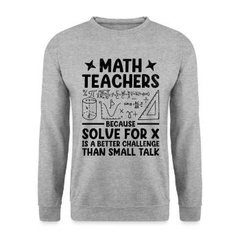 Mathelehrer Schullehrer Lustige Mathelehrer S - Unisex Pullover - Weißgrau meliert - Vorne - Alina (178cm) & Michal (187cm)