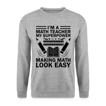 Professeur de mathématiques Professeur d’école Professeur de mathématiques drôle S - Sweat-shirt Unisexe - gris chiné - Devant - Alina (178cm) & Michal (187cm)