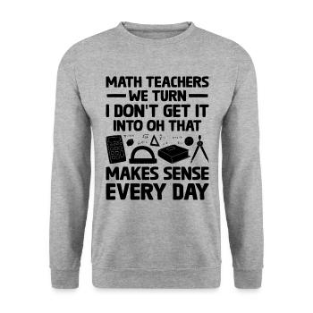 Mathelehrer Schullehrer Lustige Mathelehrer S - Unisex Pullover - Weißgrau meliert - Vorne - Alina (178cm) & Michal (187cm)