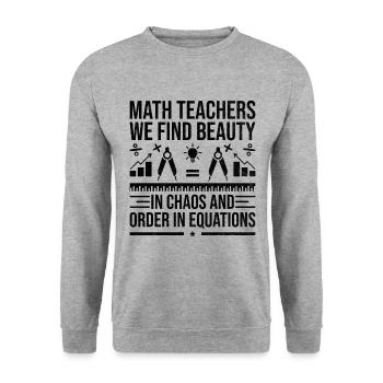 Mathelehrer Schullehrer Lustige Mathelehrer S - Unisex Pullover - Weißgrau meliert - Vorne - Alina (178cm) & Michal (187cm)