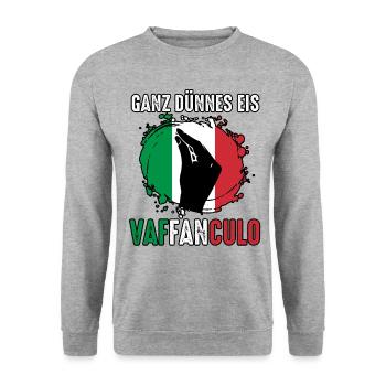 Italien Italiener Vaffanculo - Unisex Pullover - Weißgrau meliert - Vorne - Alina (178cm) & Michal (187cm)