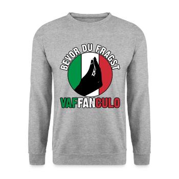 Italy Italian Vaffanculo - Unisex Sweatshirt - salt & pepper - Front - Alina (178cm) & Michal (187cm)