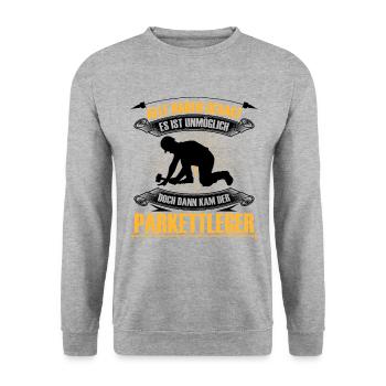 Parkettleger ist unmöglich Fliesenleger - Unisex Pullover - Weißgrau meliert - Vorne - Alina (178cm) & Michal (187cm)