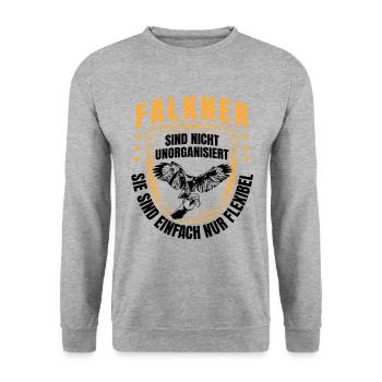 Falkner sind flexibel Beizjagd Falknerei - Unisex Pullover - Weißgrau meliert - Vorne - Alina (178cm) & Michal (187cm)