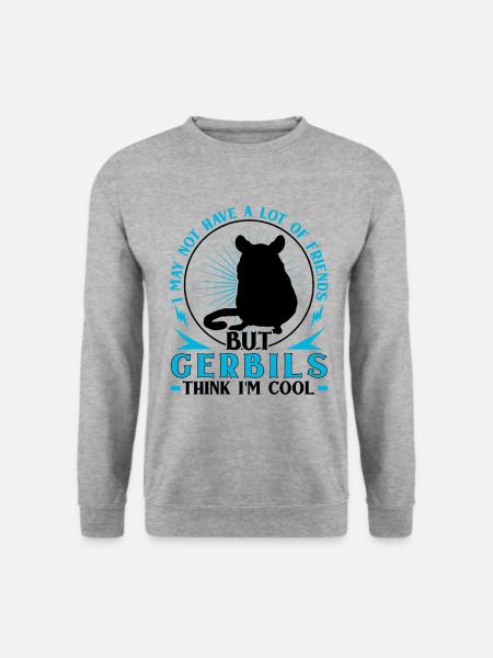 Gerbil denkt ich bin cool Nagetier Rennmaus - Unisex Pullover - Weißgrau meliert