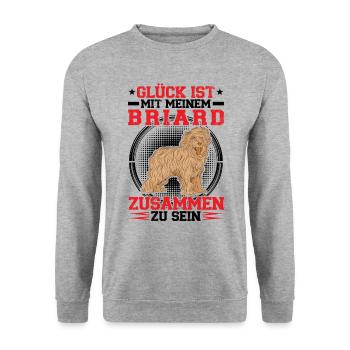 Bei meinem Briard sein Berger de Brie - Unisex Pullover - Weißgrau meliert - Vorne - Alina (178cm) & Michal (187cm)