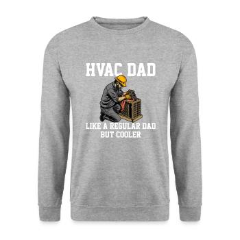 HVAC dad, american flag HVAC - Unisex Pullover - Weißgrau meliert - Vorne - Alina (178cm) & Michal (187cm)