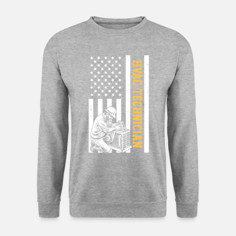 HVAC Technician, american flag HVAC - Unisex Pullover - Weißgrau meliert